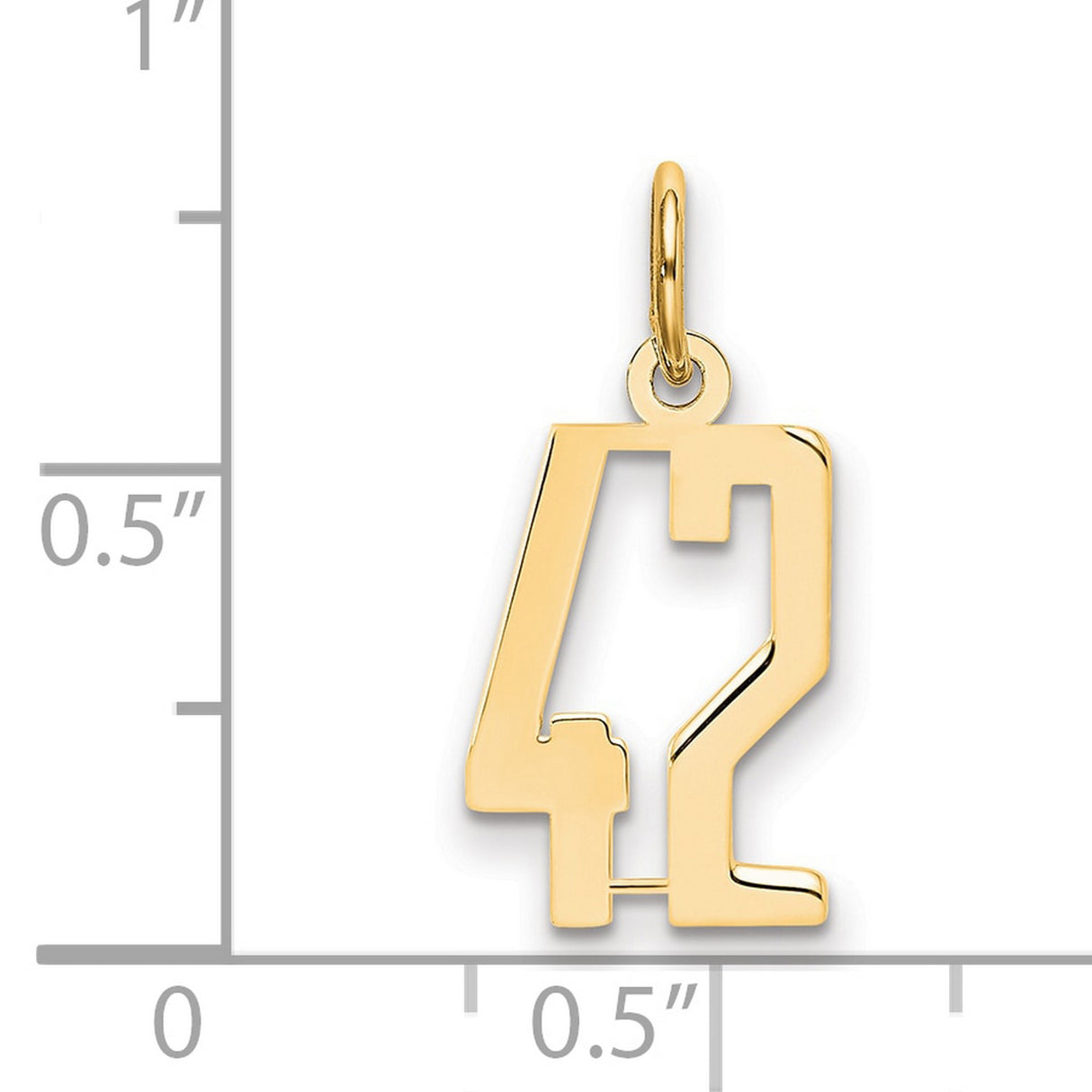 14k Yellow Gold Number 42 Pendant Charm with Modern Cutout Design