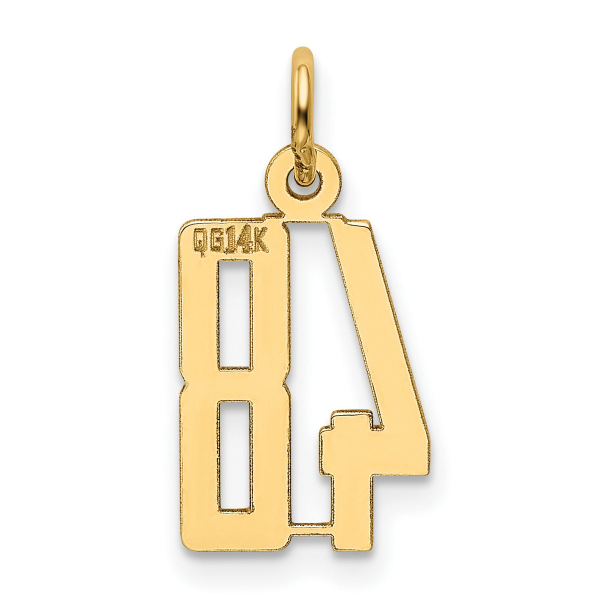 14k Yellow Gold Number 48 Pendant, Sports Jersey Charm with Polished Finish