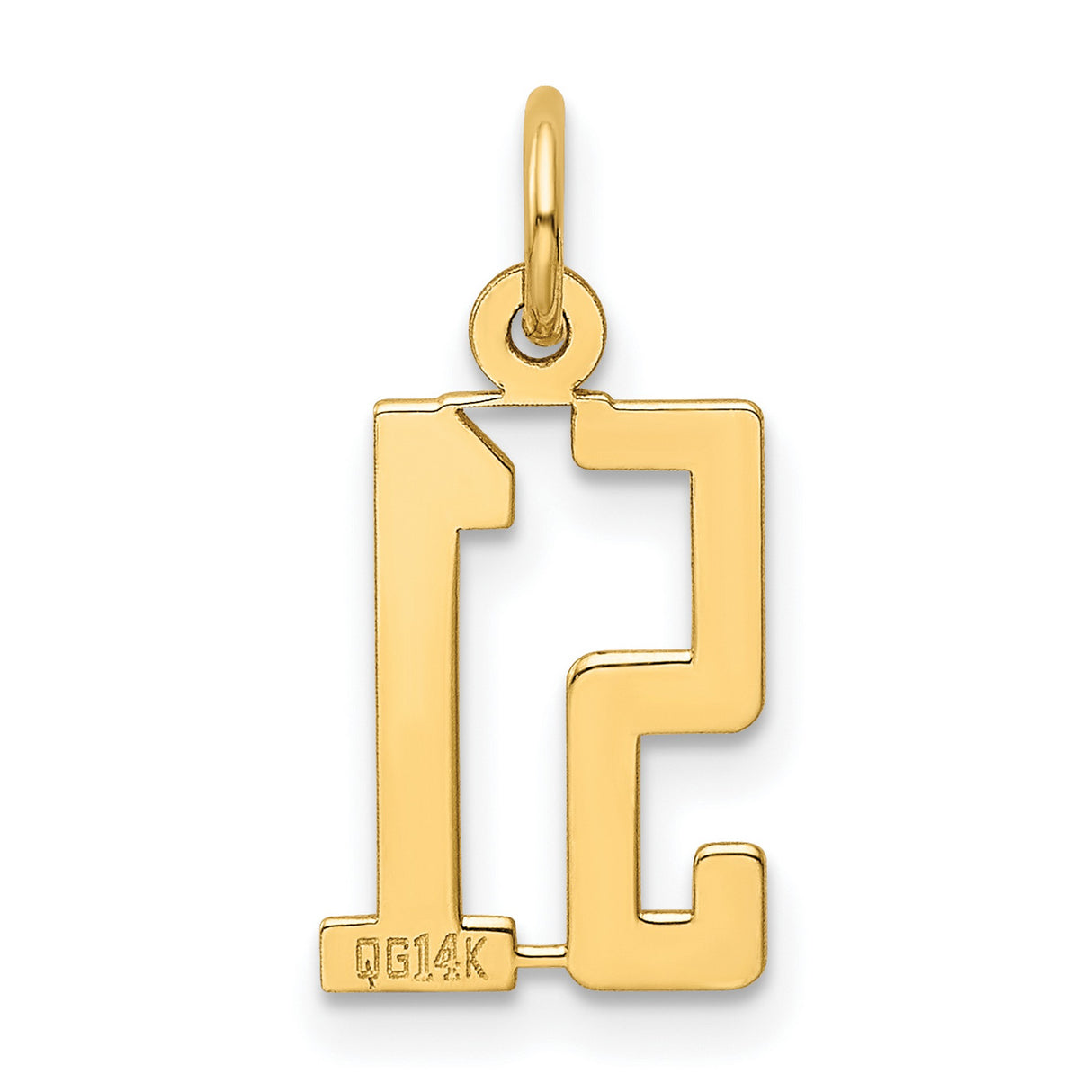 Small Elongated Number 51 Charm Pendant in Real 14k Yellow Gold
