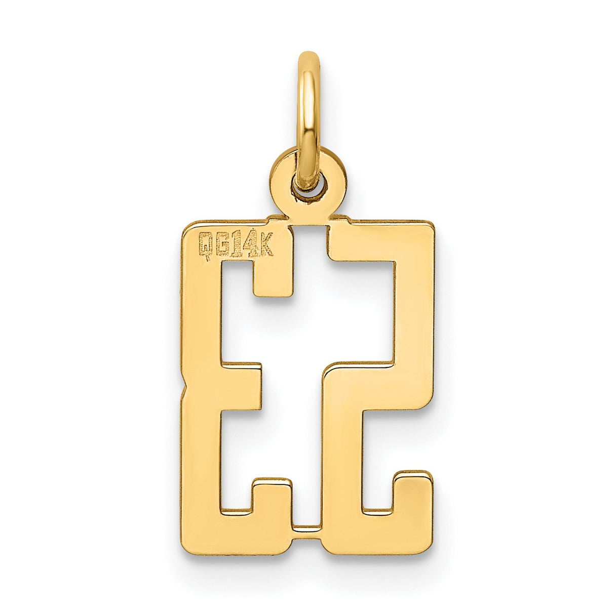 14k Yellow Gold Number 53 Pendant Charm, Cutout Sports Jersey Design, Unisex Jewelry