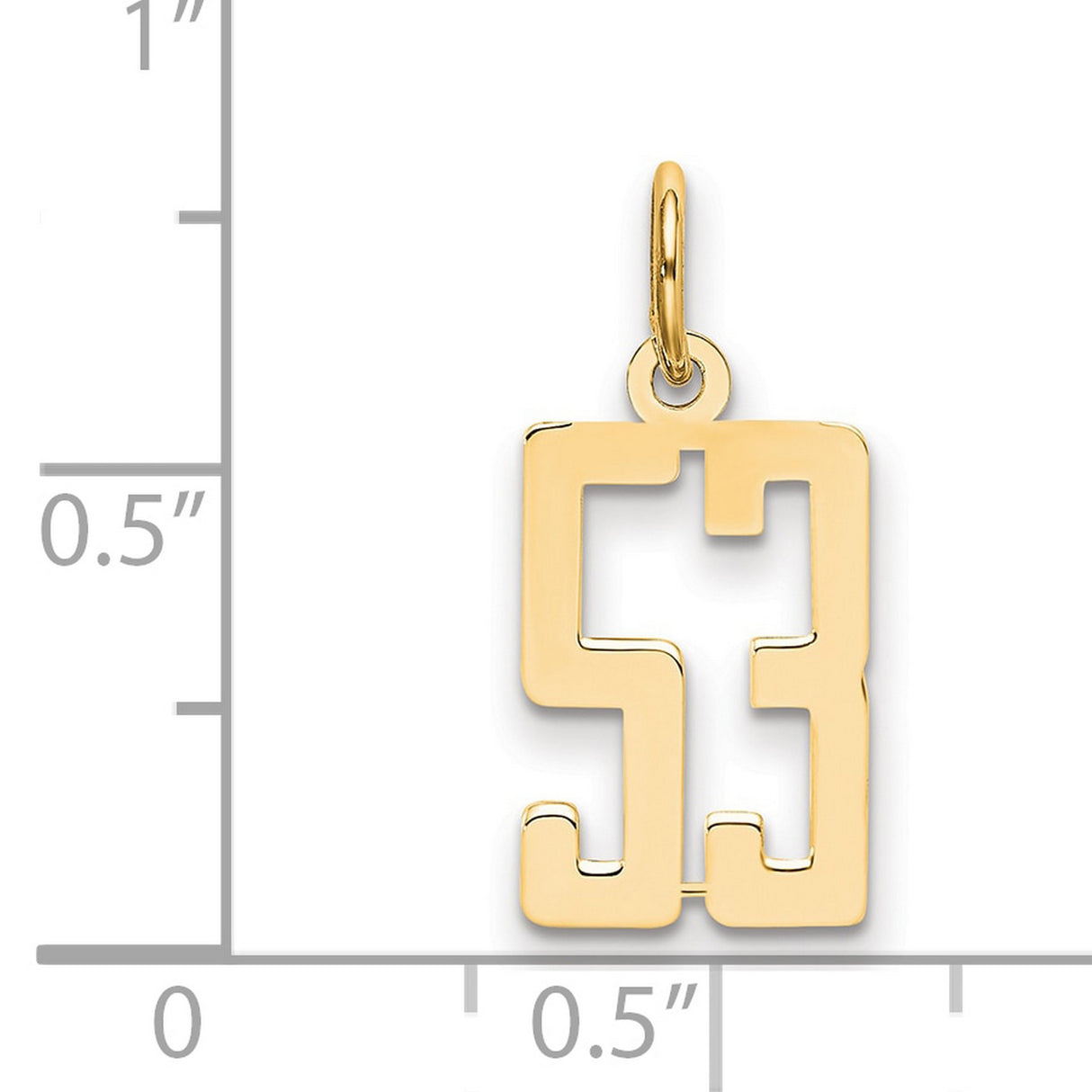 14k Yellow Gold Number 53 Pendant Charm, Cutout Sports Jersey Design, Unisex Jewelry