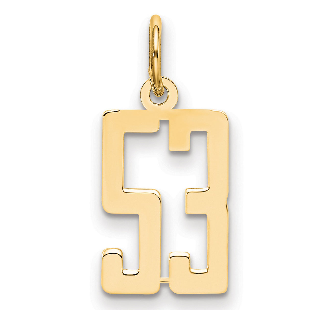 14k Yellow Gold Number 53 Pendant Charm, Cutout Sports Jersey Design, Unisex Jewelry