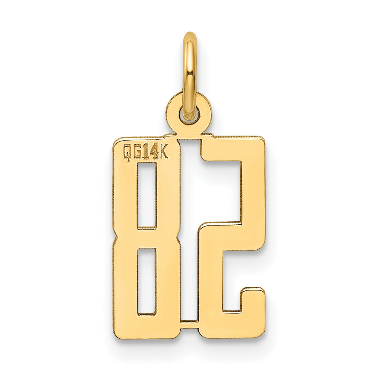 Small Elongated Number 58 Charm Pendant in Real 14k Yellow Gold
