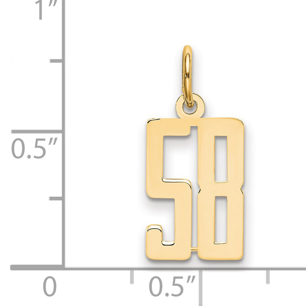 Small Elongated Number 58 Charm Pendant in Real 14k Yellow Gold