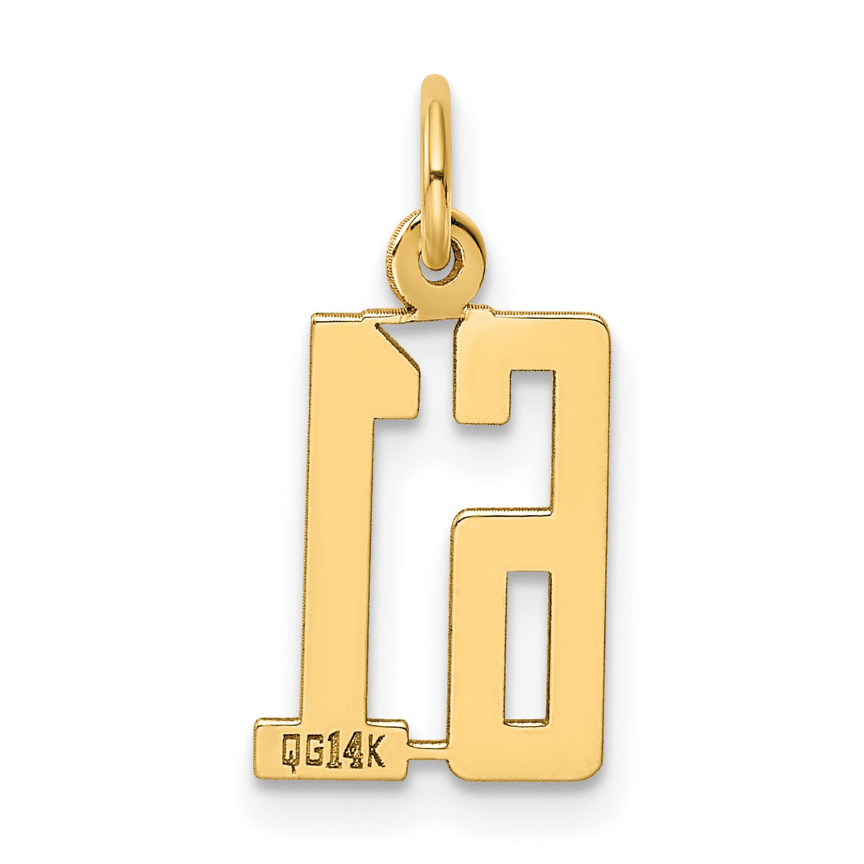 14k Yellow Gold Number 61 Pendant Charm, Bold Cutout Design, Unisex Sports or Milestone Jewelry