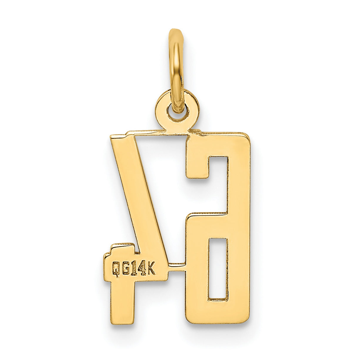 Small Elongated Number 64 Charm Pendant in Real 14k Yellow Gold
