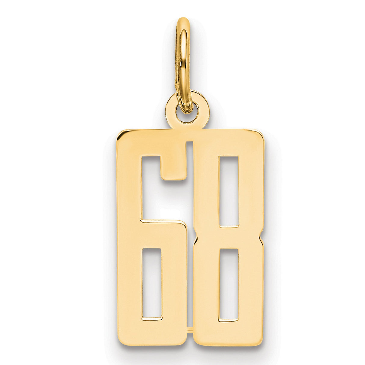 Small Elongated Number 68 Charm Pendant in Real 14k Yellow Gold