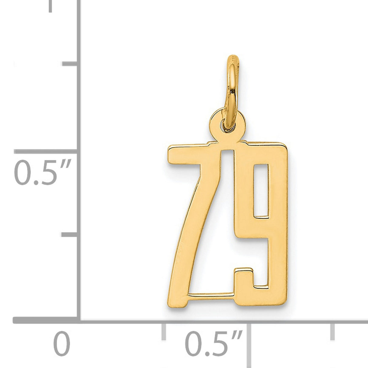 Small Elongated Number 79 Charm Pendant in Real 14k Yellow Gold