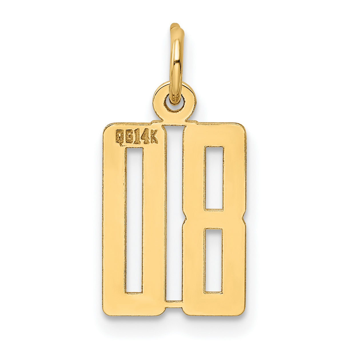 Small Elongated Number 80 Charm Pendant in Real 14k Yellow Gold