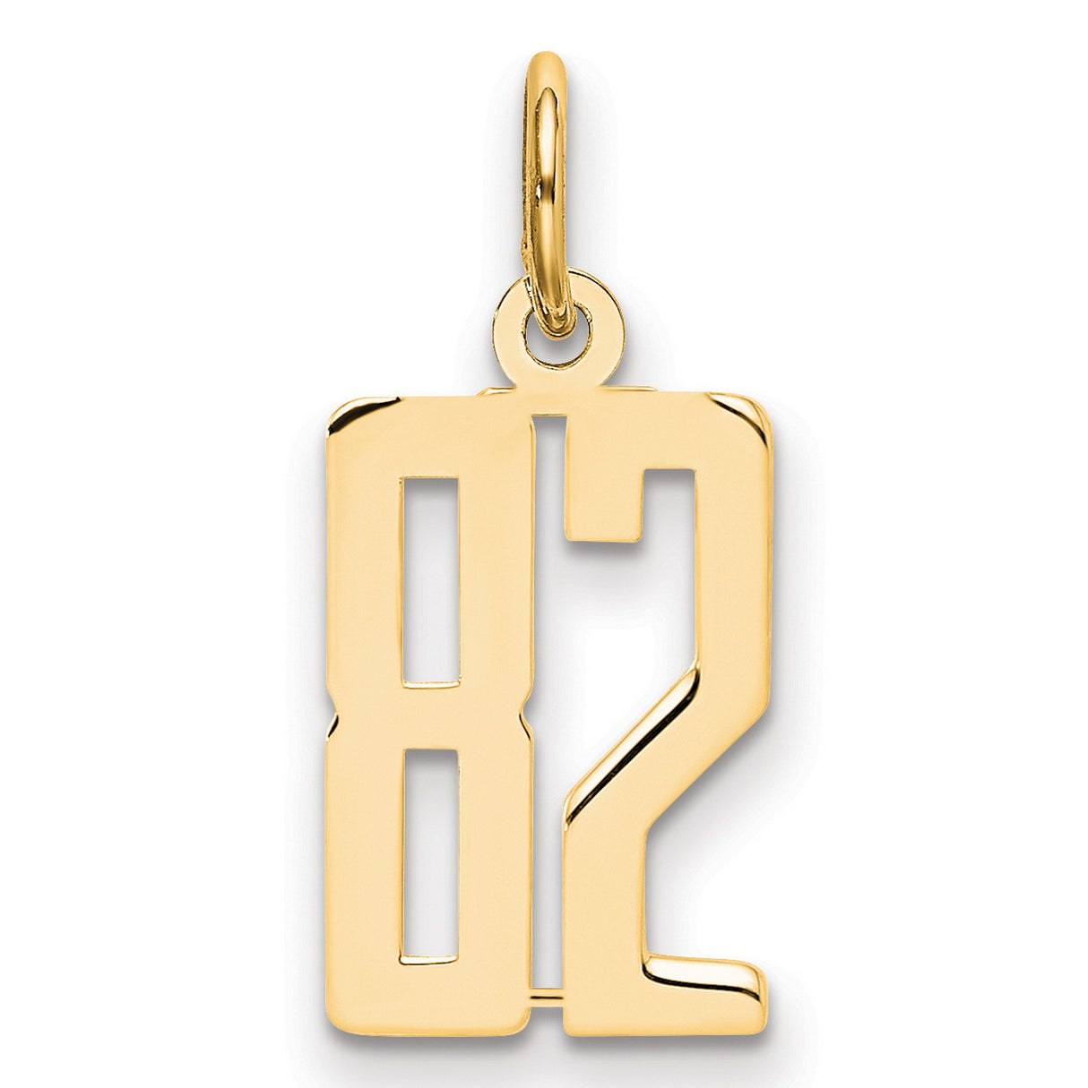 Small Elongated Number 82 Charm Pendant in Real 14k Yellow Gold