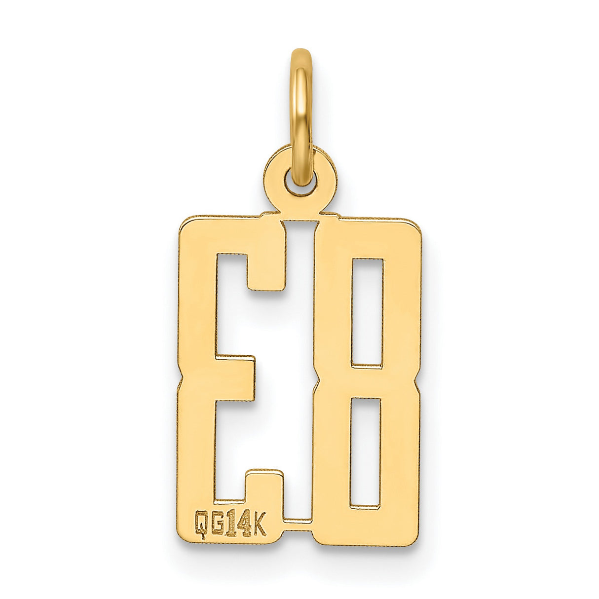 14k Yellow Gold Number 83 Pendant, Bold Cutout Sports Charm, Polished Unisex Jewelry