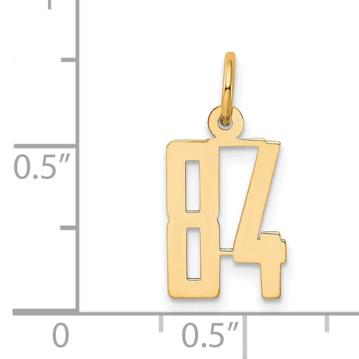 Small Elongated Number 84 Charm Pendant in Real 14k Yellow Gold