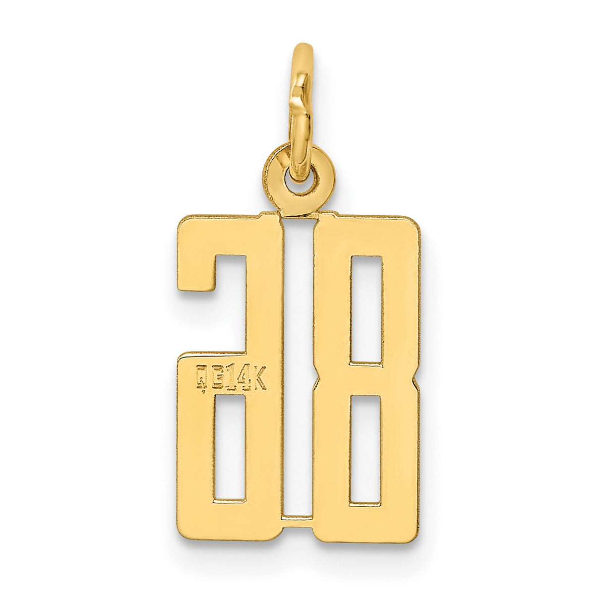 Small Elongated Number 86 Charm Pendant in Real 14k Yellow Gold