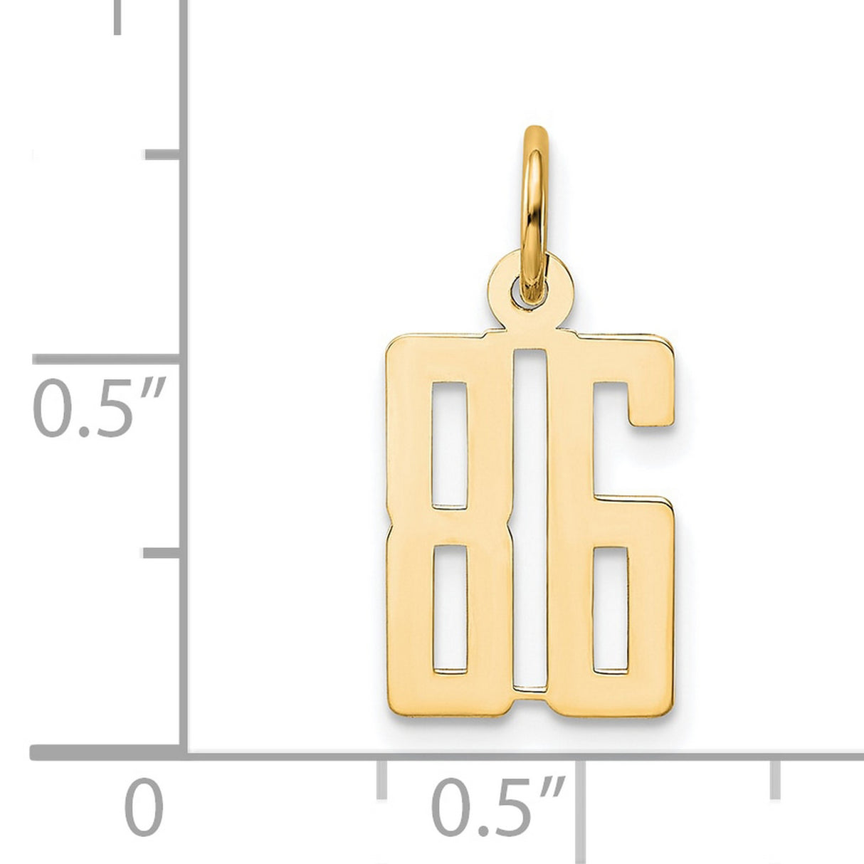 Small Elongated Number 86 Charm Pendant in Real 14k Yellow Gold