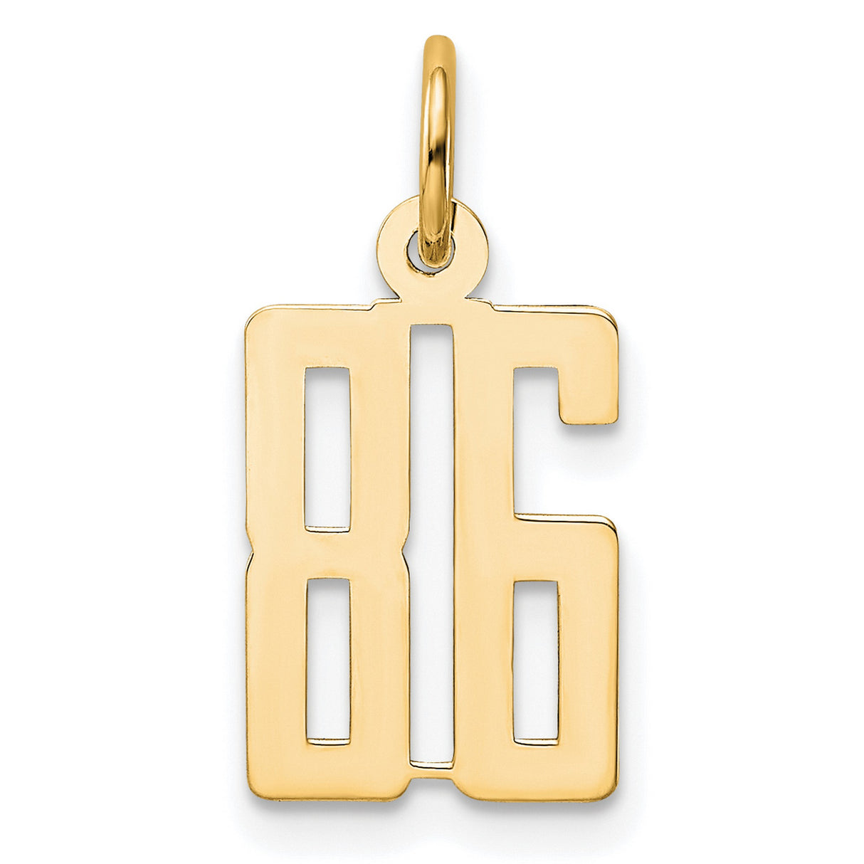 Small Elongated Number 86 Charm Pendant in Real 14k Yellow Gold