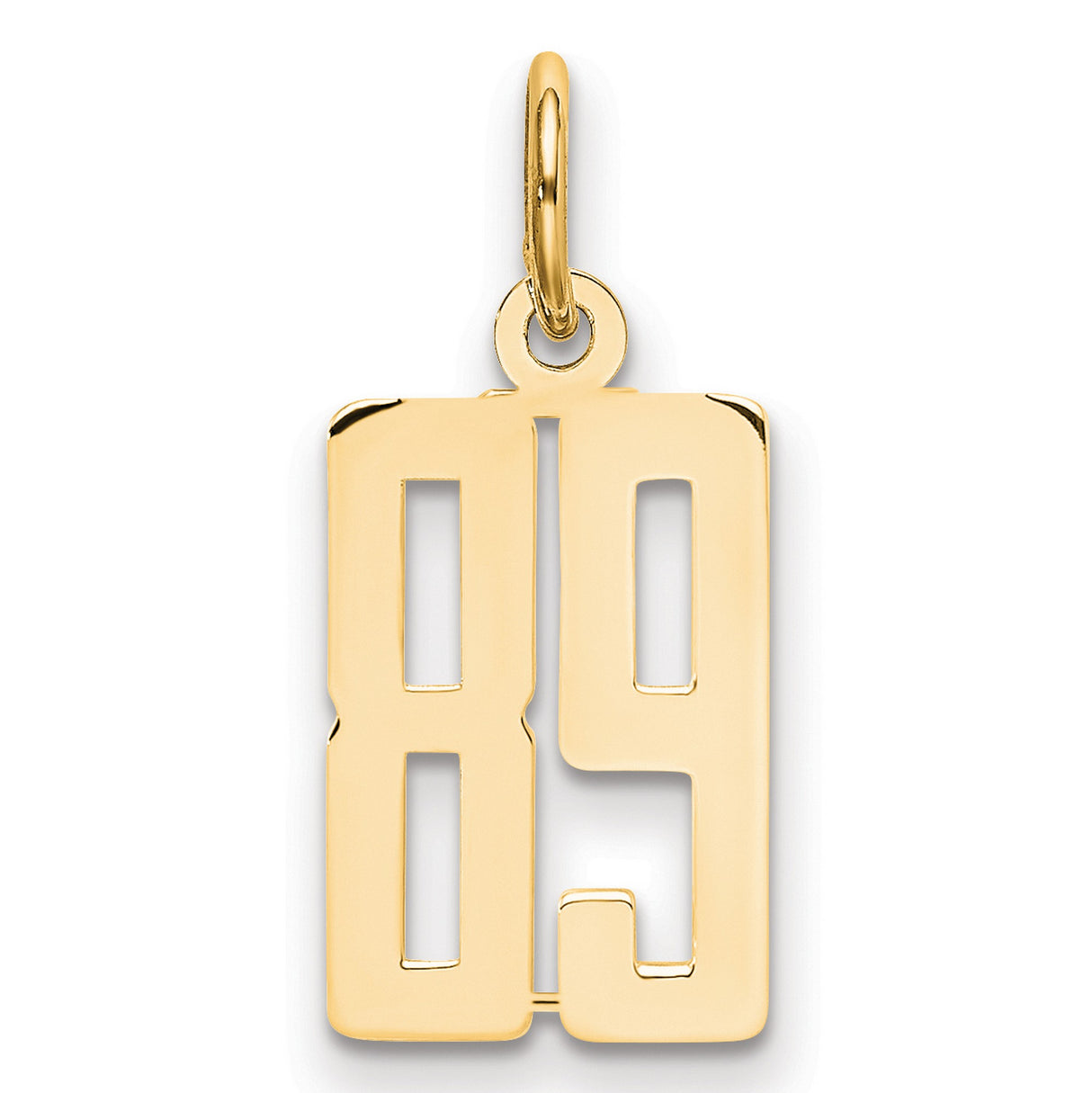 Small Elongated Number 89 Charm Pendant in Real 14k Yellow Gold