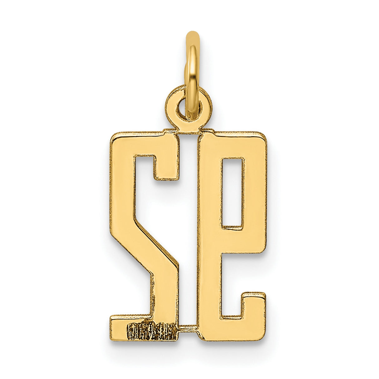 Small Elongated Number 92 Charm Pendant in Real 14k Yellow Gold
