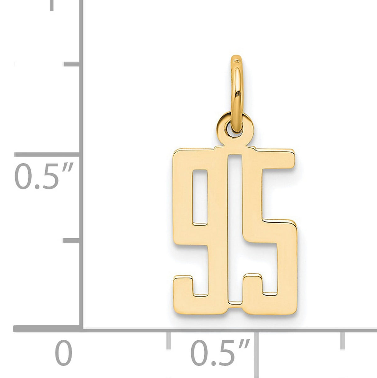 Small Elongated Number 95 Charm Pendant in Real 14k Yellow Gold