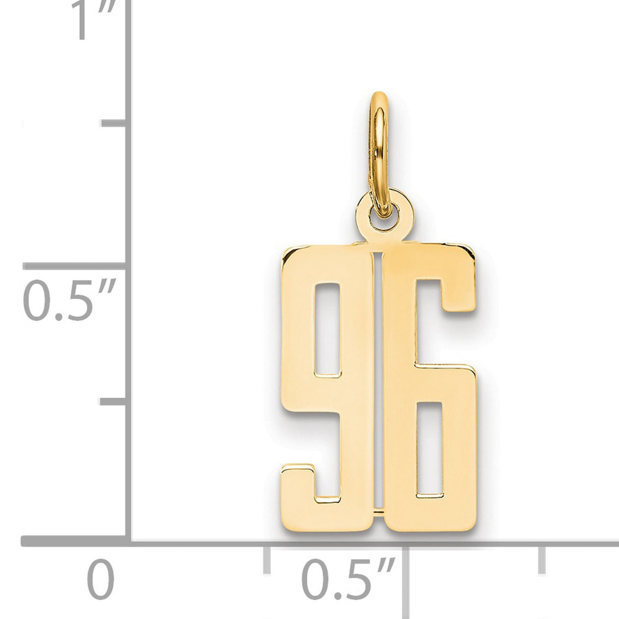 Small Elongated Number 96 Charm Pendant in Real 14k Yellow Gold