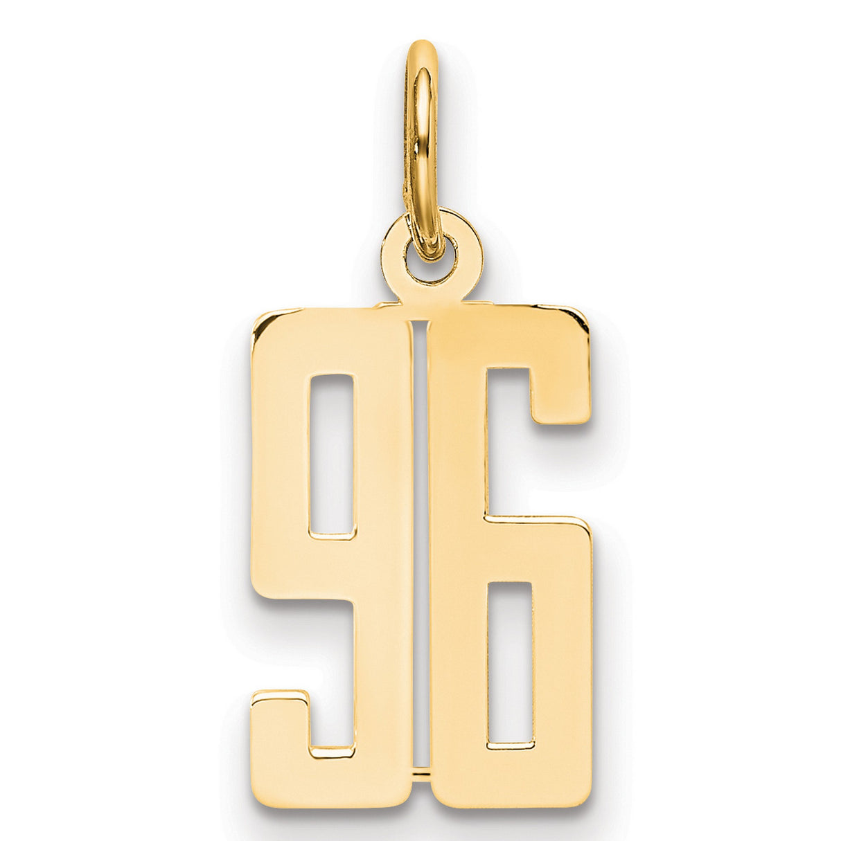 Small Elongated Number 96 Charm Pendant in Real 14k Yellow Gold