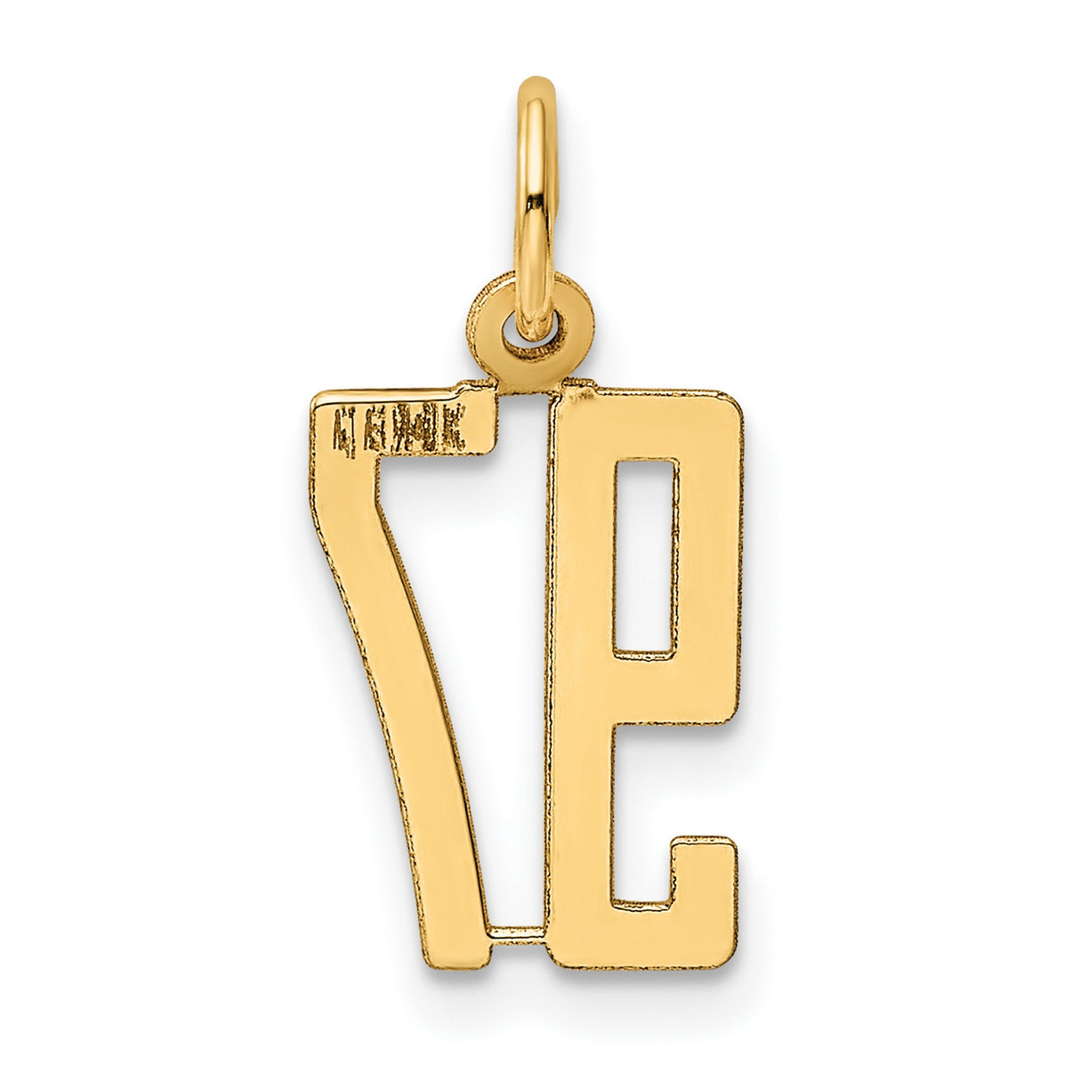 14k Yellow Gold Number 97 Pendant Charm, Bold Cutout Design, Unisex Sports Jewelry
