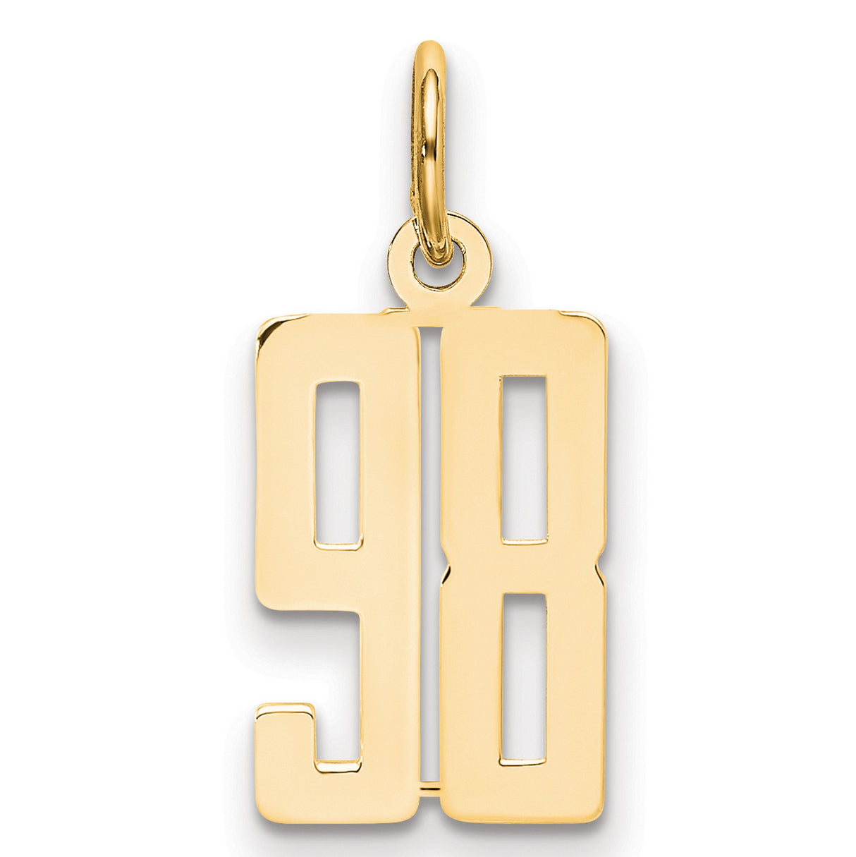 Small Elongated Number 98 Charm Pendant in Real 14k Yellow Gold