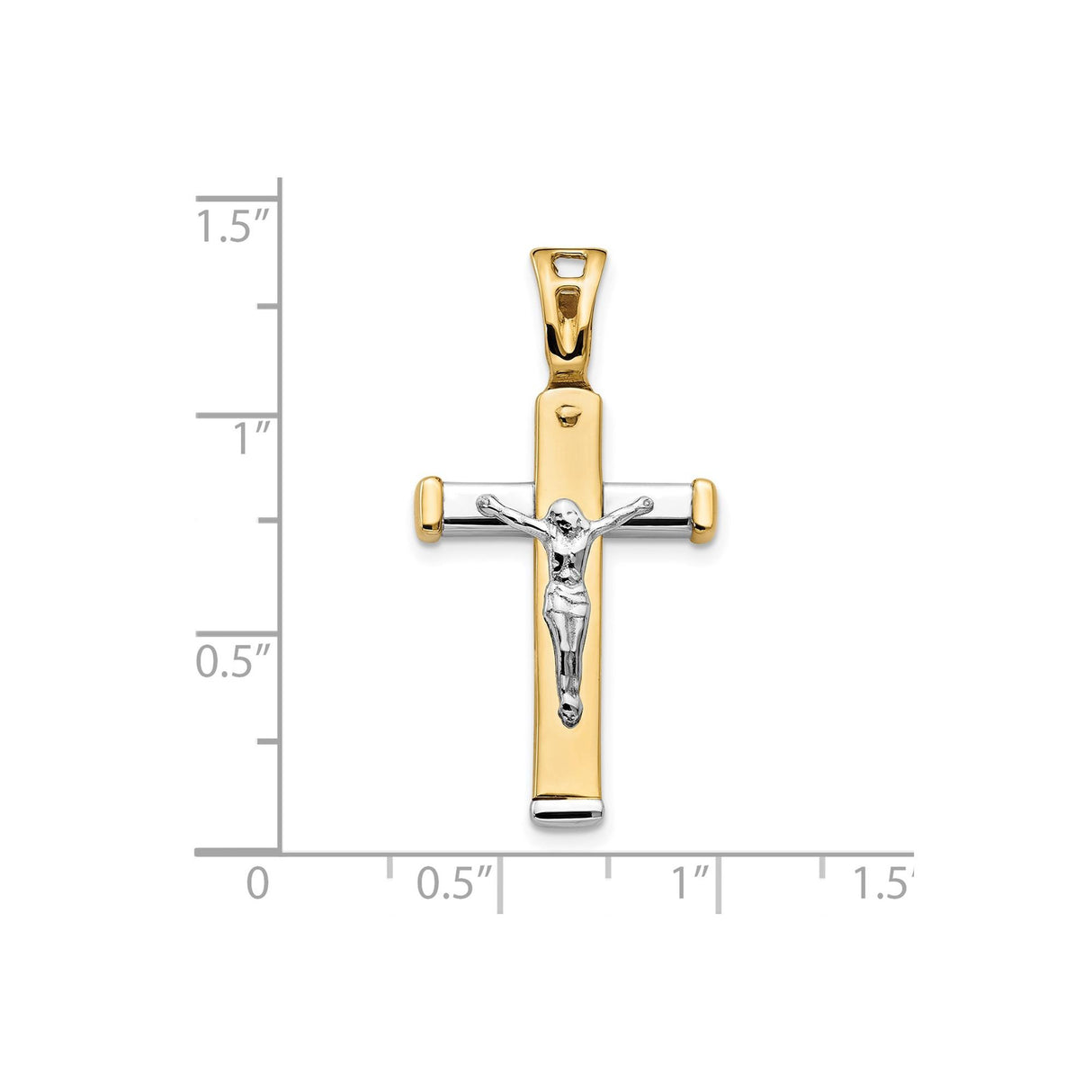 14k Multi-Tone Gold Crucifix Cross Pendant with Jesus Figure, Catholic Religious Jewelry