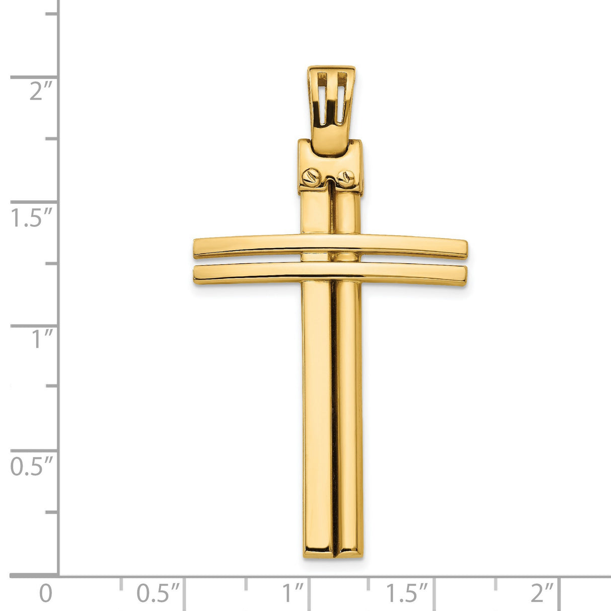 14k Yellow Gold Cross Pendant, Polished Linear Design, Unisex Minimalist Religious Jewelry