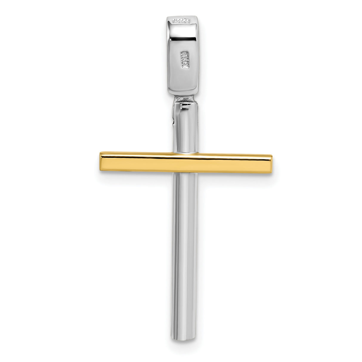 14k Two-Tone Gold Cross Pendant, Modern Religious Jewelry for Men and Women