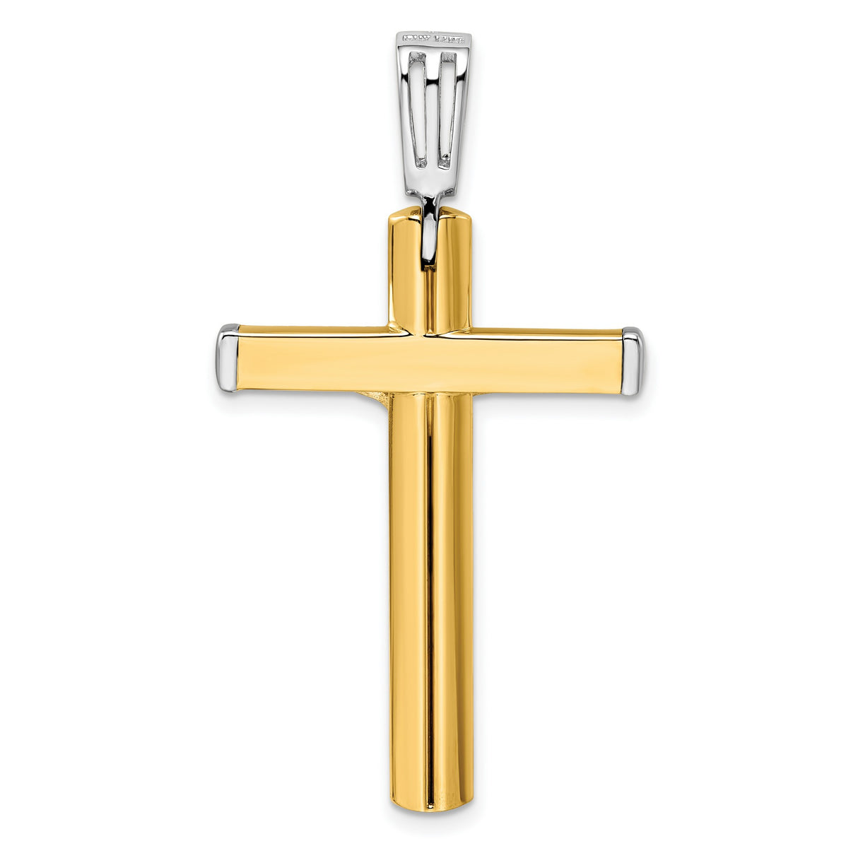 14k Two-Tone Gold Crucifix Cross Pendant with Detailed Christ Figure Religious Charm