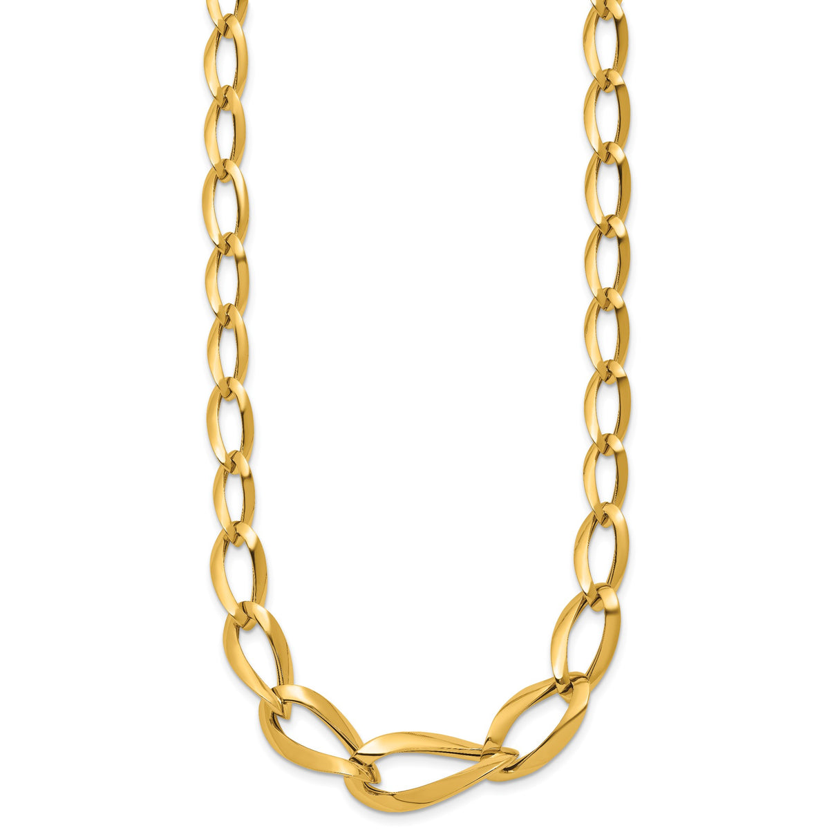 14K Yellow Gold 13 mm Polished Chain Necklace
