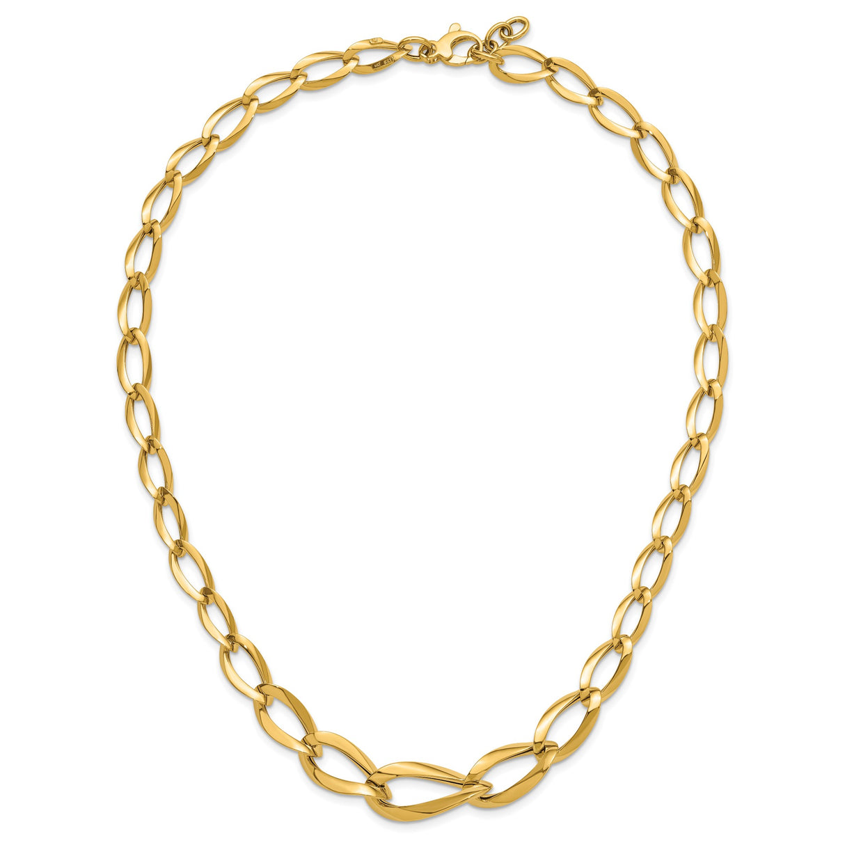 14K Yellow Gold 13 mm Polished Chain Necklace alternate angle