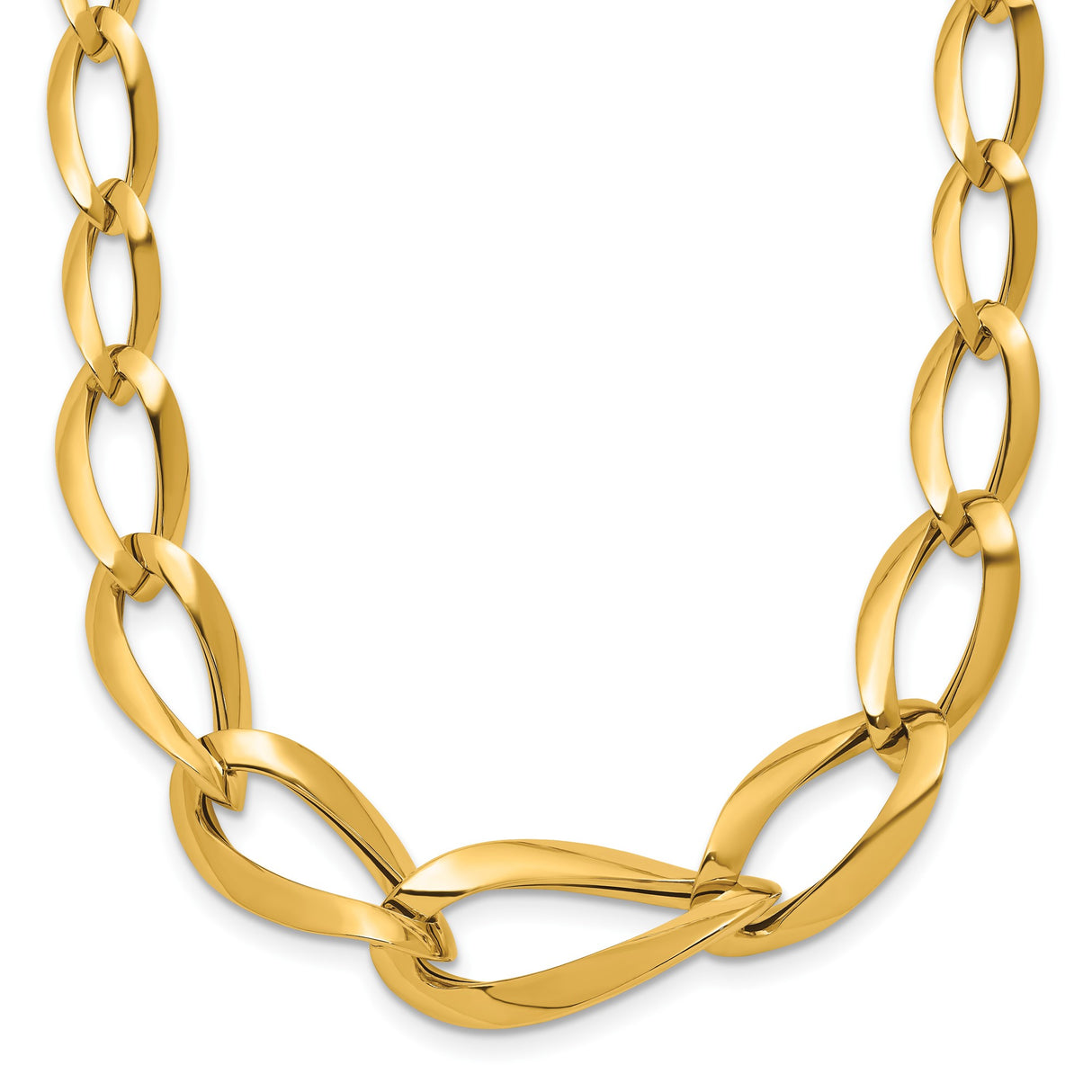 14K Yellow Gold 13 mm Polished Chain Necklace detail view