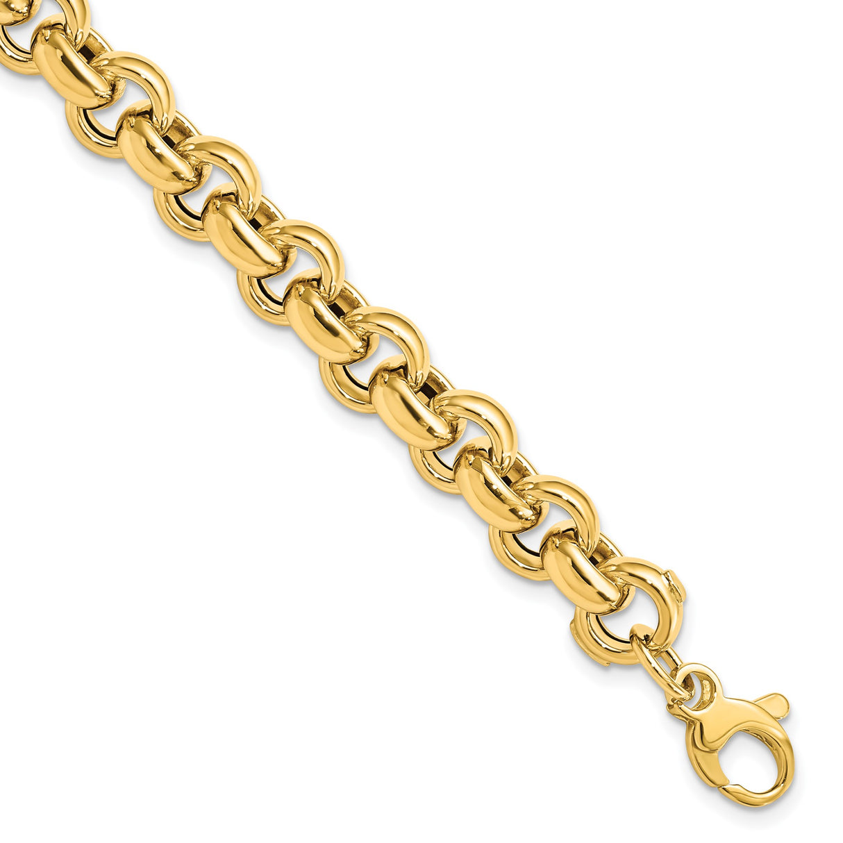 14K Yellow Gold 8.75 mm Polished Chain Bracelet detail view