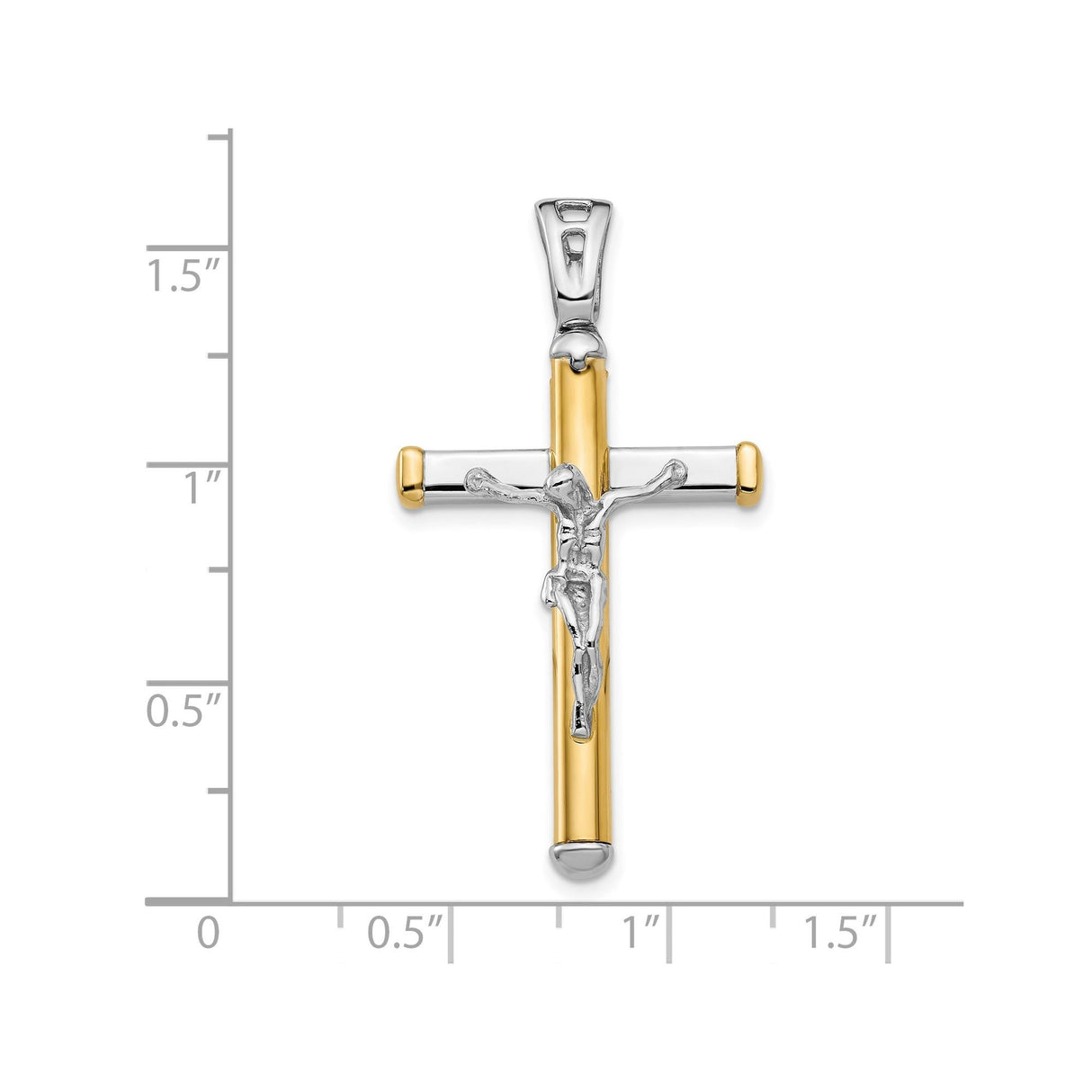 14k Multi-Tone Gold Crucifix Pendant with High Detail Jesus Figure Religious Jewelry