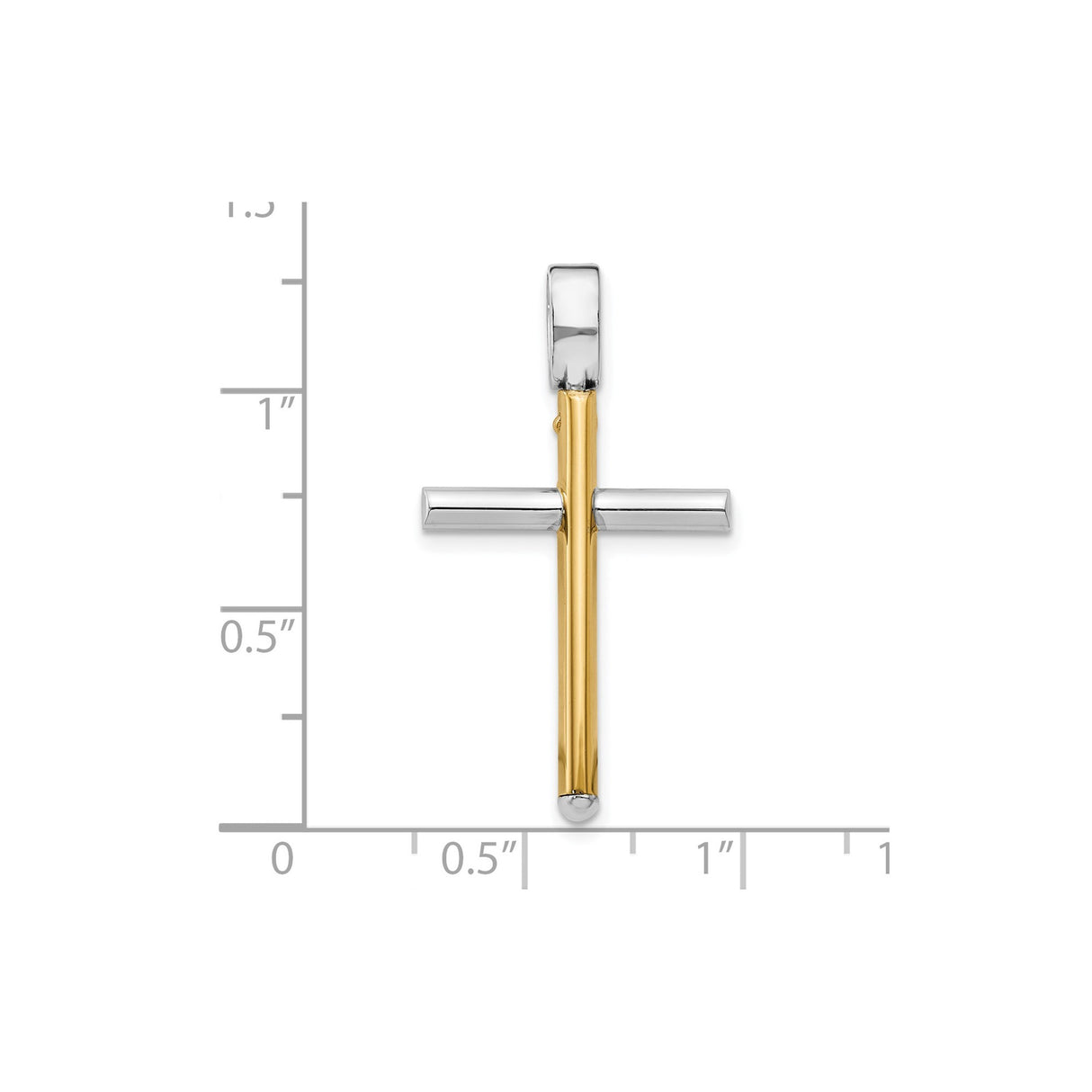 14k Two-Tone Gold Cross Pendant, Sleek Modern Design, Mirror Finish Faith Symbol