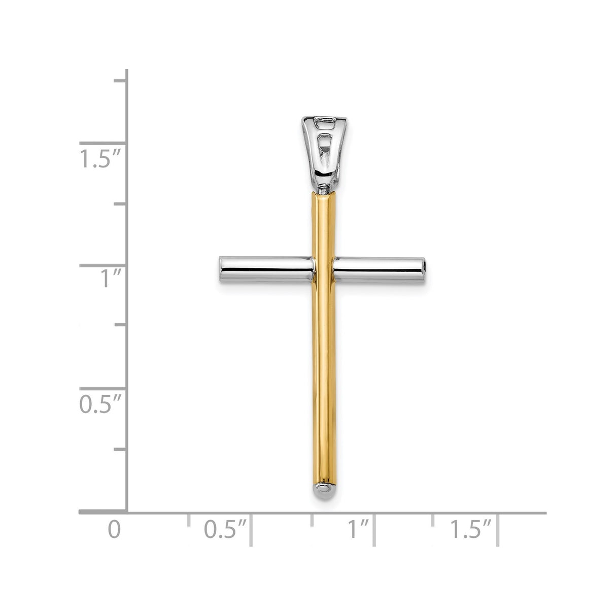 14k Multi-Tone Gold Cross Pendant, Polished Mirror Finish, Minimalist Religious Design