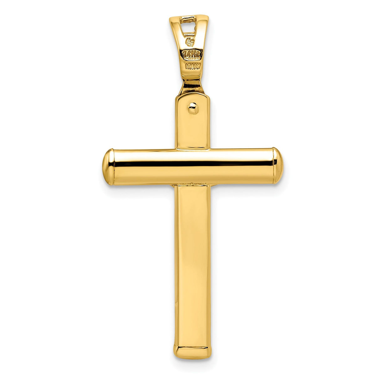 14k Yellow Gold Crucifix Pendant with Raised Jesus Figure, Latin Cross Religious Charm
