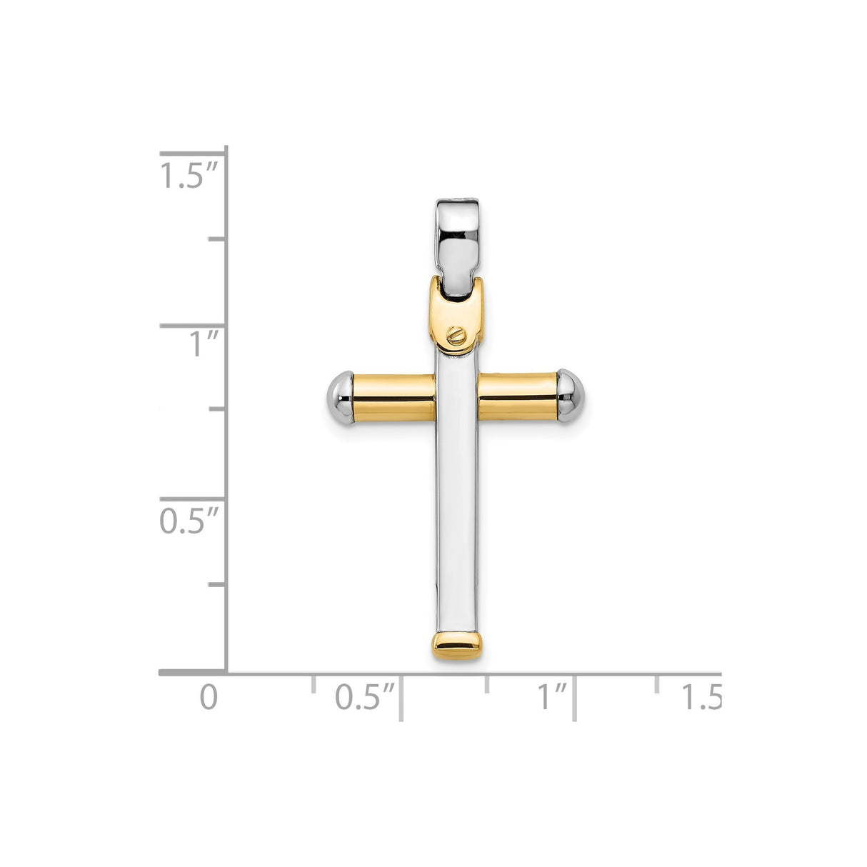 14k Two-Tone Gold Cross Pendant with Matte Finish and Silver Accents for Men and Women