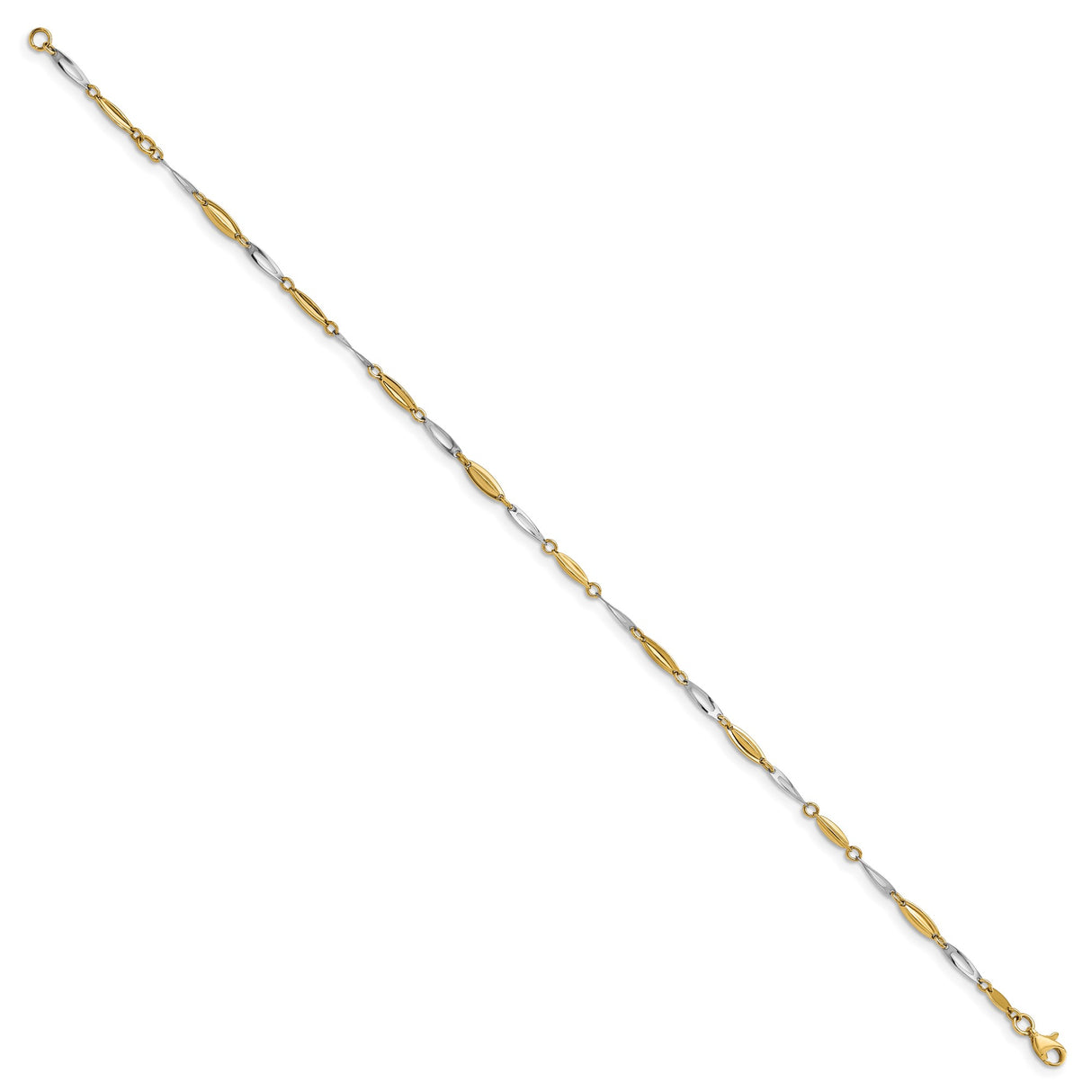 14K Two-tone Gold 3 mm Polished Chain Anklet