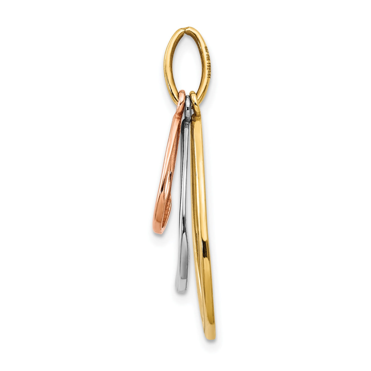 14k Two-Tone Gold Teardrop Pendant with Layered Open Interlocking Design for Women