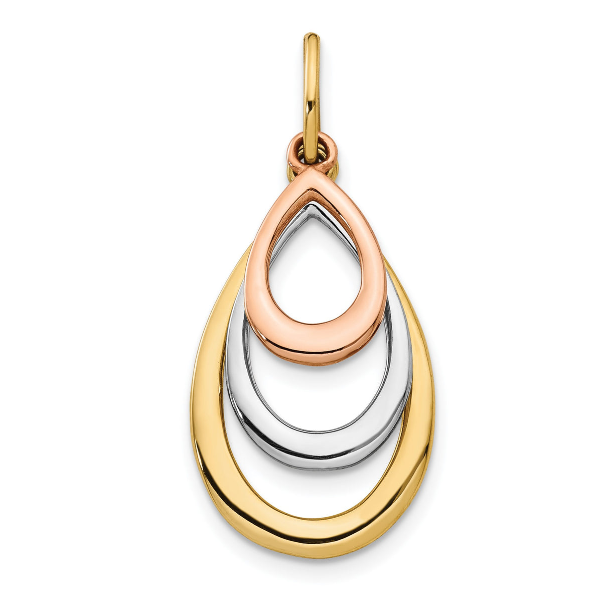 14k Two-Tone Gold Teardrop Pendant with Layered Open Interlocking Design for Women