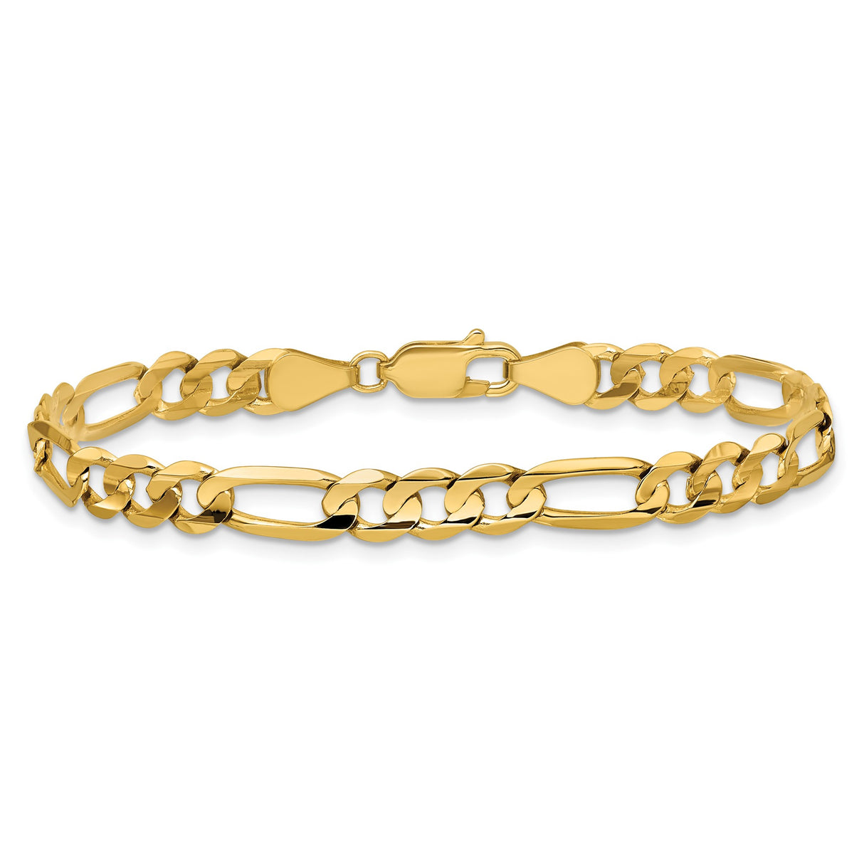 14K Yellow Gold 5.5 mm Figaro Chain Bracelet, Polished alternate angle