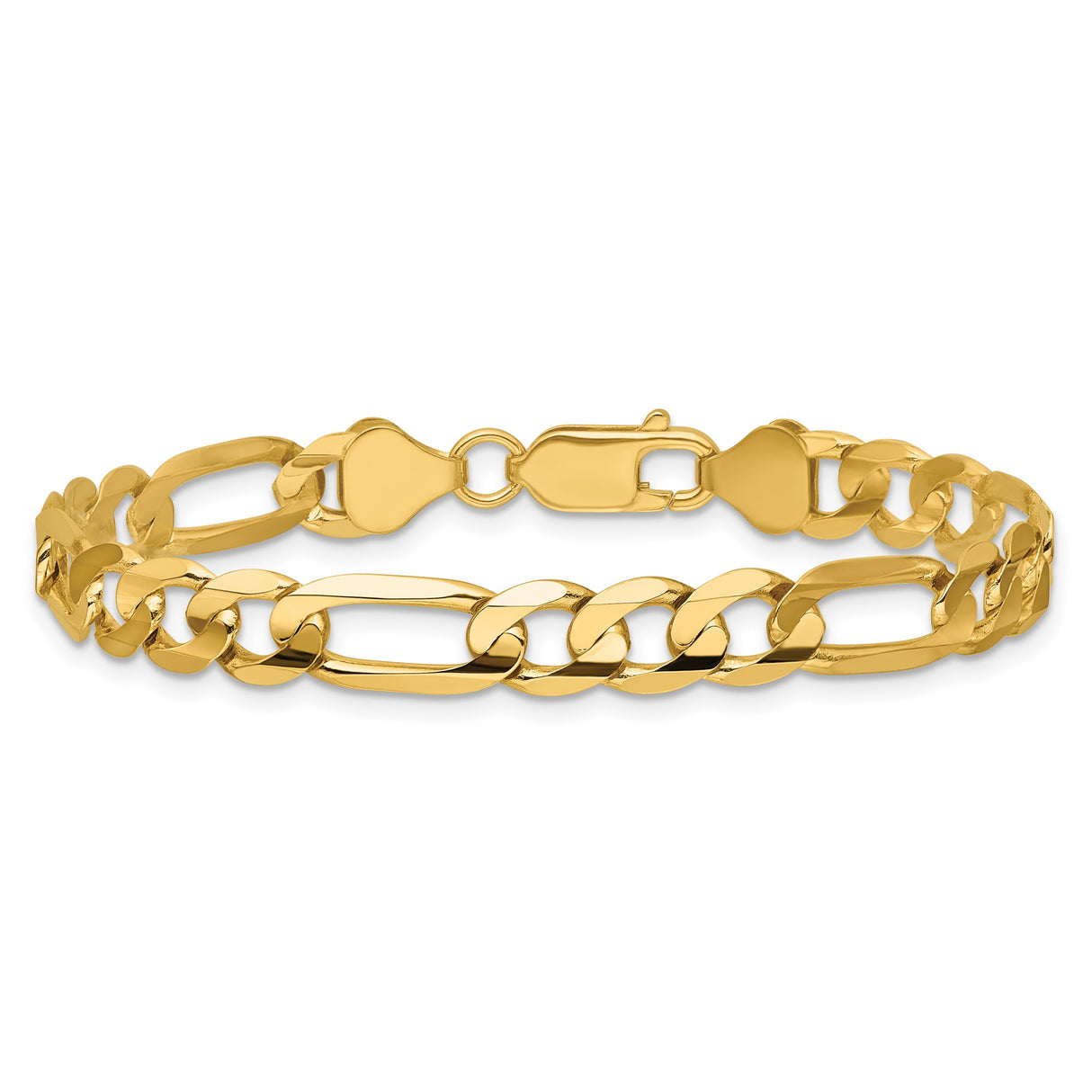 14K Yellow Gold 6.75 mm Figaro Chain Bracelet, Polished alternate angle