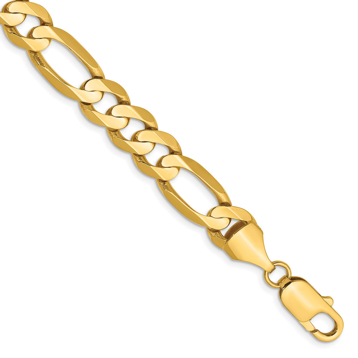14K Yellow Gold 8.75 mm Figaro Chain Bracelet, Polished