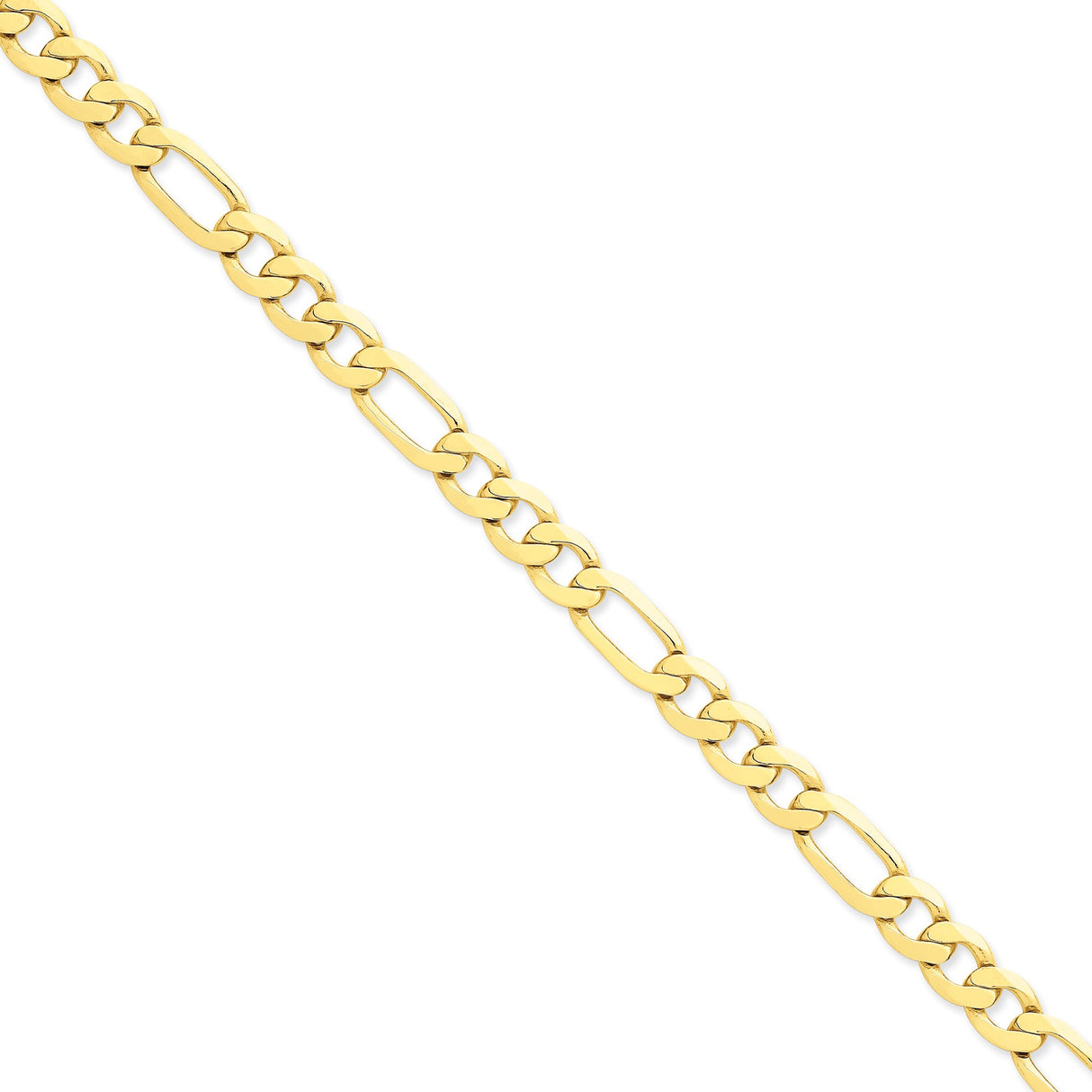 14K Yellow Gold 8.75 mm Figaro Chain Bracelet, Polished shown for scale