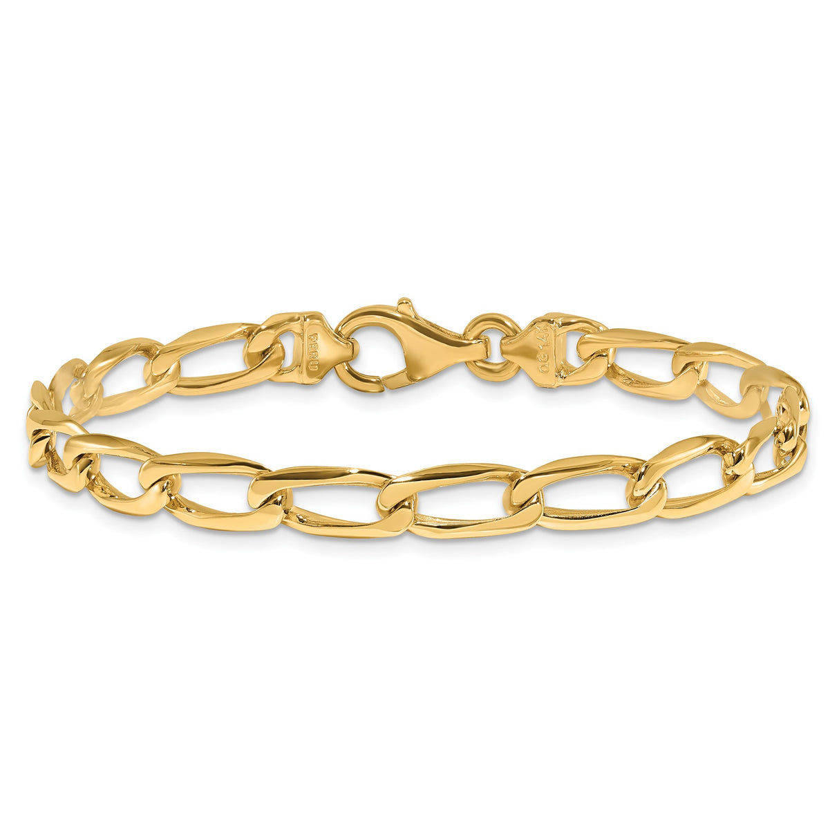 14K Yellow Gold 5.9 mm Polished Chain Bracelet, Solid alternate angle