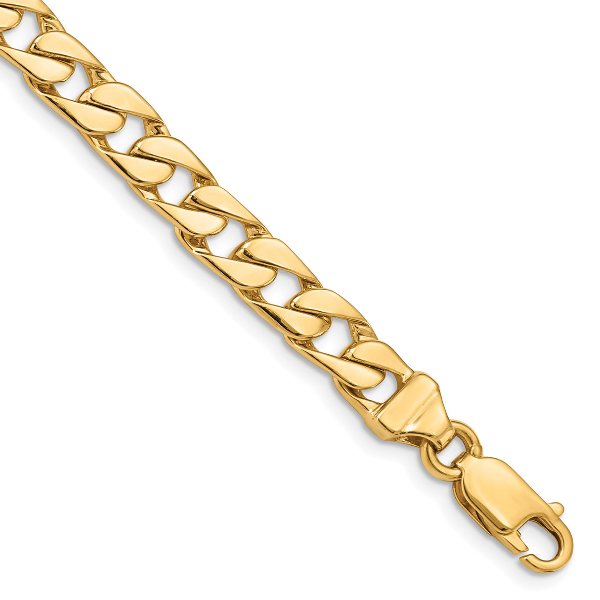 14K Yellow Gold 6.5 mm Polished Chain Bracelet, Solid shown for scale