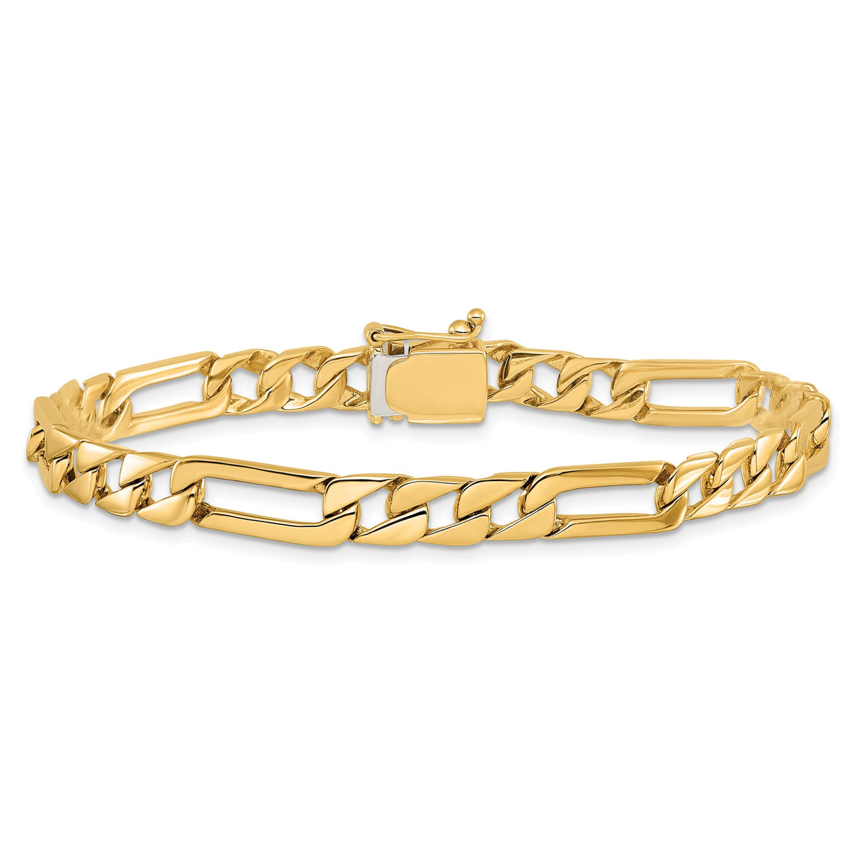 14K Yellow Gold 6 mm Polished Chain Bracelet, Solid alternate angle