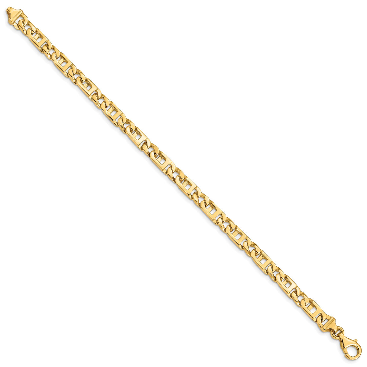 14K Yellow Gold 5.9 mm Polished Chain Anklet, Solid detail view